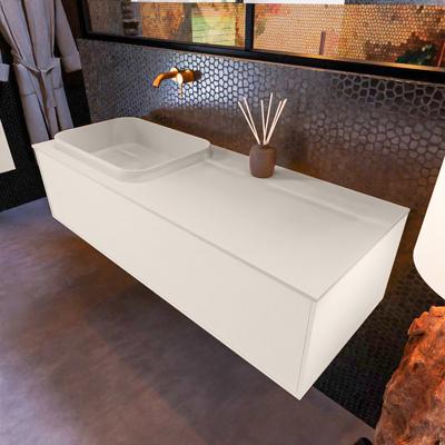 Badkamermeubelset Mondiaz Erin 120 cm met 1 Lade met RIDGE Wastafel Links Linen Zonder Kraangaten Greeploos Mat Linen Badkamermeubelset Mondiaz Erin 120 cm met 1 Lade met RIDGE Wastafel Links Linen Zonder Kraangaten Greeploos Mat Linen