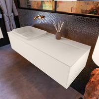 Badkamermeubelset Mondiaz Erin 120 cm met 1 Lade met RIDGE Wastafel Links Linen Zonder Kraangaten Greeploos Mat Linen - thumbnail