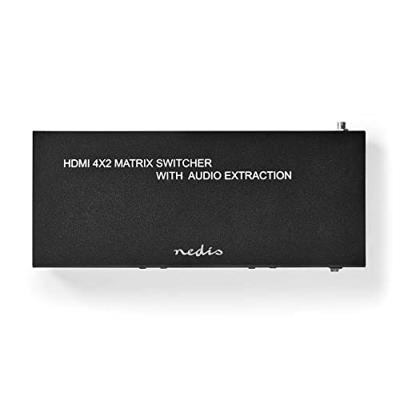 Nedis VMAT3482AT Hdmi™ Matrix-switch 2 X 4 Poort(en) 4x Hdmi™ Input 1x Optisch S/pdif / 2x 3,5 Mm / 2x Hdmi™ Output 4k@60hz 18 Gbps Afstandbestuurbaar Metaal Antraciet