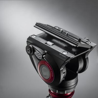 Manfrotto MVH500AH, lichtgewicht vloeistofvideokop met platte basis, schuifplaat voor snelle camera-aansluiting, ondersteunt meerdere statieven