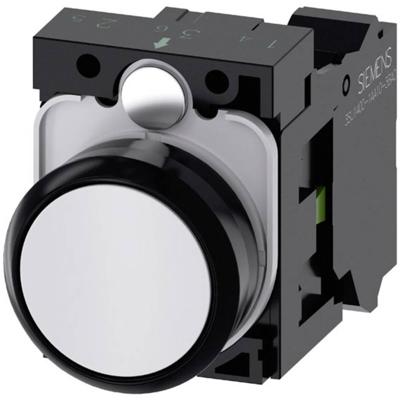 Siemens 3SU11000AB603BA0 3SU1100-0AB60-3BA0 Druktoets Kunststof frontring, Rond Knop Zwart, Wit 1 stuk(s)