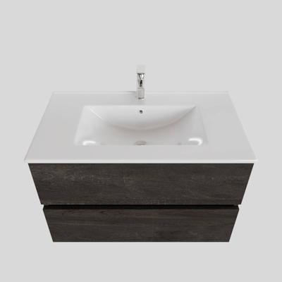 Badkamermeubel AQS Helsinki 80x46 cm Keramiek Wood Dark Brown 2 Laden Boss & Wessing