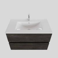 Badkamermeubel AQS Helsinki 80x46 cm Keramiek Wood Dark Brown 2 Laden Boss & Wessing - thumbnail