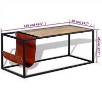 VidaXL Salontafel met echt lederen tijdschriftenhouder 110x50x45 cm - thumbnail