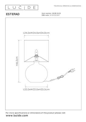 Lucide ESTERAD - Tafellamp - Ø 24 cm - 1xE14 - Oranje