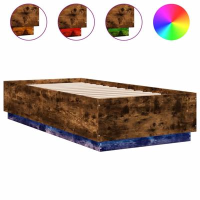 Bedframe met LED-verlichting gerookt eikenkleurig 100x200 cm