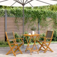 3-delige Bistroset polypropeen en massief hout grijs - thumbnail
