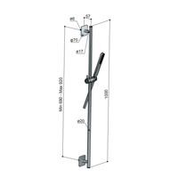 Glijstangset Hotbath Gal 100 cm Met Doucheslang 150 cm En Handdouche Geborsteld Gunmetal PVD - thumbnail