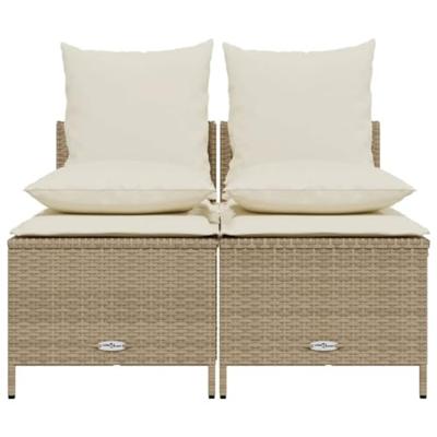 4-delige Loungeset met kussens poly rattan beige
