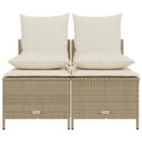 4-delige Loungeset met kussens poly rattan beige - thumbnail