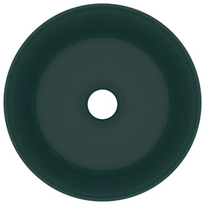 VidaXL Wastafel rond 40x15 cm keramiek mat donkergroen