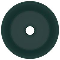 VidaXL Wastafel rond 40x15 cm keramiek mat donkergroen - thumbnail