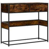 Wandtafel 90x35x80 cm bewerkt hout gerookt eikenkleurig - thumbnail