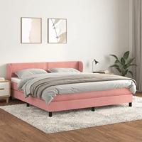 Boxspring met matras fluweel roze 160x200 cm - thumbnail