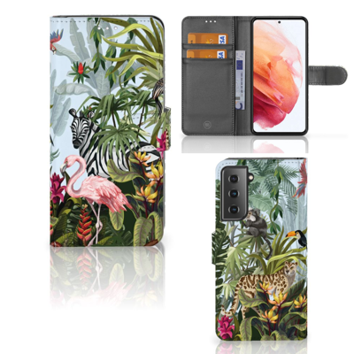 Telefoonhoesje | Met pasjeshouder | voor Samsung Galaxy S21 Jungle Telefoonhoesje | Met pasjeshouder | voor Samsung Galaxy S21 Jungle