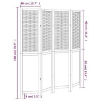 Kamerscherm met 4 panelen massief paulowniahout wit - thumbnail
