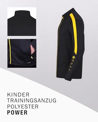 JAKO M9123K Trainingspak Polyester Power Kids - Zwart/Citroen - 128