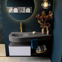 MONDIAZ RIVA 120cm badmeubel onderkast / planchet kleur Cale met 1 lade. Wastafel DULCET links 1 kraangat kleur Dark_Grey. - thumbnail