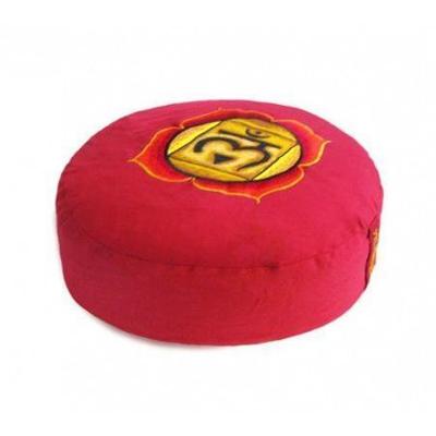 Yogi & Yogini Meditatiekussen Rond Katoen Rood - 1e Chakra Geborduurd