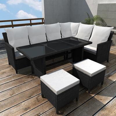 vidaXL 4-delige Loungeset met kussens poly rattan zwart vidaXL 4-delige Loungeset met kussens poly rattan zwart
