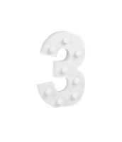 Cijfer 3 met licht hoogte 17 cm breedte 11 cm - thumbnail