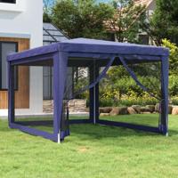 Partytent met 4 mesh zijwanden 3x4 m HDPE blauw - thumbnail