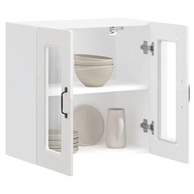 Keukenbovenkast met glazen deur Kalmar bewerkt hout hoogglanswit