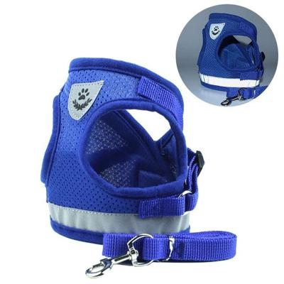 Verstelbare polyester mesh reflecterende vest lood leiband voor huisdier hond maat: M (blauw) Verstelbare polyester mesh reflecterende vest lood leiband voor huisdier hond maat: M (blauw)