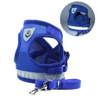 Verstelbare polyester mesh reflecterende vest lood leiband voor huisdier hond maat: M (blauw) - thumbnail