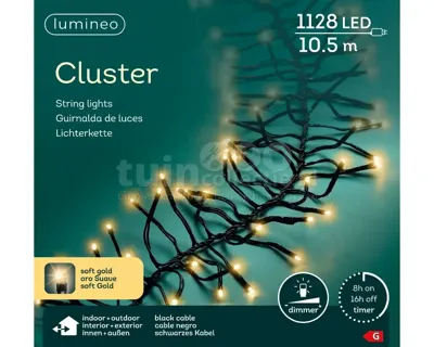 Lumineo led cluster 10.5cm-1128l zwart/soft gold