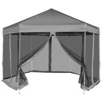 VidaXL Partytent pop-up zeshoekig met 6 zijwanden 3,6x3,1 m grijs - thumbnail