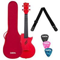 Cascha HH 2280 carbon fiber concert ukelele set rood - thumbnail