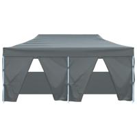 Partytent met 4 zijwanden inklapbaar 3x6 m staal antraciet - thumbnail
