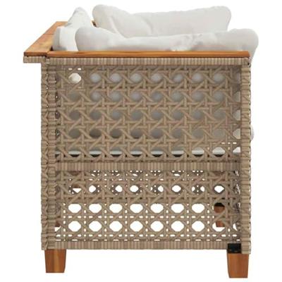 Tuinbanken 2 st met kussens poly rattan beige - thumbnail