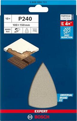 Bosch Professional EXPERT M480 schuurnet universeel 100x150mm K240 VE=10 - 2608900731 Bosch Professional EXPERT M480 schuurnet universeel 100x150mm K240 VE=10 - 2608900731