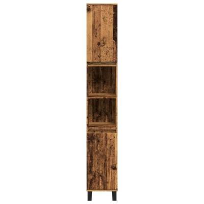 Badkamerkast 30x30x190 cm bewerkt hout oud houtkleurig