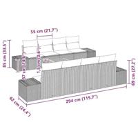 Tuinbankenset met opslag 9 pcs Grijs poly rattan - thumbnail