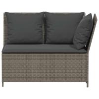 3-delige Loungeset met kussens poly rattan grijs - thumbnail