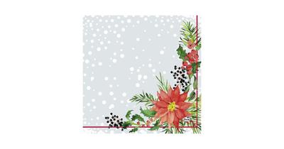 Duni 3-laags tissue servet xmas flowers 33x33cm grijs 20 stuks