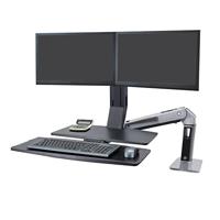 Ergotron WorkFit-A Monitor-tafelbeugel 2-voudig 25,4 cm (10) - 61 cm (24) Zwart, Aluminium (gepolijst) In hoogte verstelbaar, Toetsenbordhouder, Kantelbaar, - thumbnail