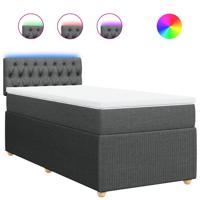 Boxspring met matras stof donkergrijs 90x190 cm - thumbnail