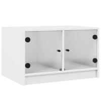 Salontafel met glazen deuren 68x50x42 cm wit - thumbnail