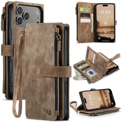 Caseme iPhone 17 Pro Max PU leren hoesje - portemonnee - Bruin Caseme iPhone 17 Pro Max PU leren hoesje - portemonnee - Bruin