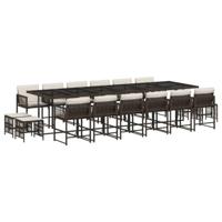 17-delige Tuinset met kussens poly rattan bruin - thumbnail