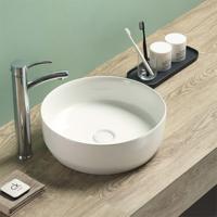 Waskom Sanilux Victoria Color Line Rond 39 cm Inclusief Click Waste Glans Wit - thumbnail
