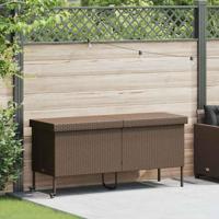 Tuinbox met wielen 160x55x75 cm poly rattan bruin - thumbnail