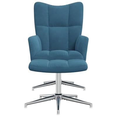 Relaxstoel met voetenbank fluweel blauw