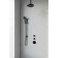 Thermostatisch Inbouwdoucheset Brauer Black 20cm Hoofddouche Plafondarm 3 Standen Handdouche op Glijstang Mat Zwart - thumbnail