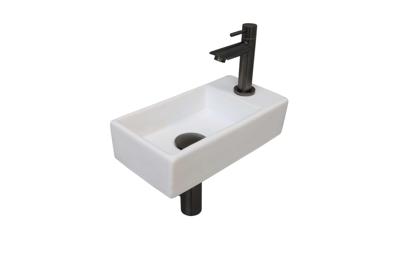 INK Versus Fonteinset - 36x18x9cm - wasbak links - porselein Mat wit/metal black 1805364