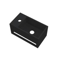 Fontein Best Design Mona-Black 33x18x16 cm incl. Handdoekhouder Links Solid Surface Mat Zwart - thumbnail